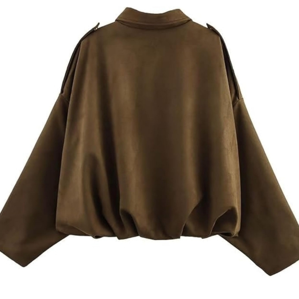 Brown Suede Women's Bomber Jacket Small - Picture 2 of 9